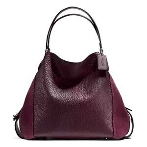 COACH Edie Shoulder Bag 42 LG Hobo Oxblood Leather & Suede Combo MSRP $500